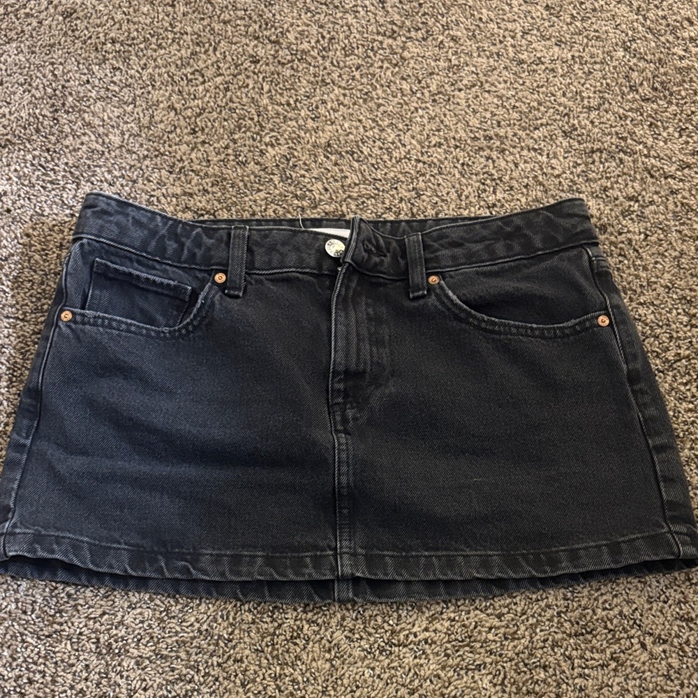 Mango Black Mini Denim Skirt
